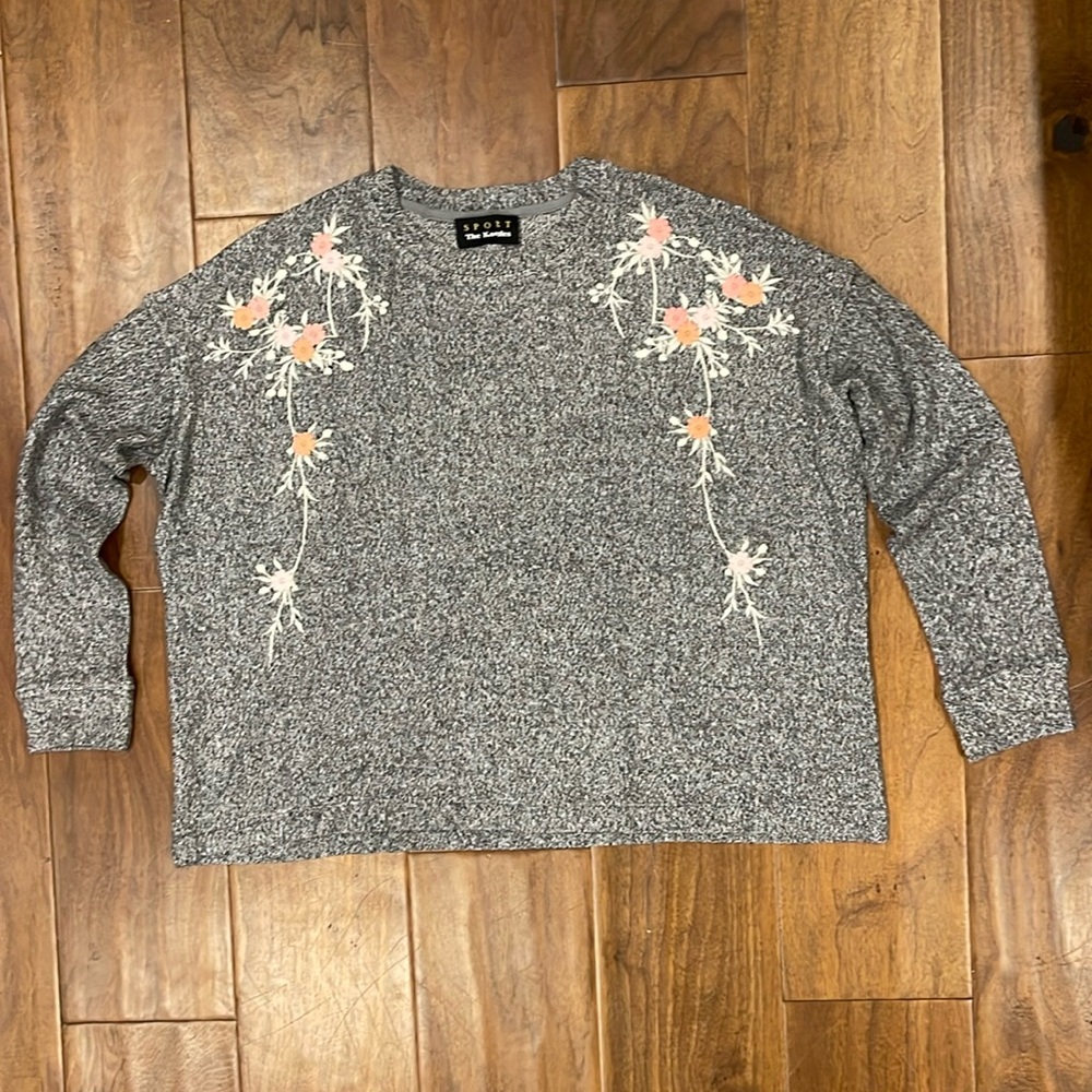 The Kooples Sport Sweater Sweatshirt Flowers Gray Size 3